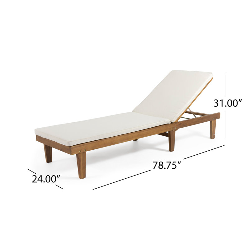 Chaise longue avec coussins Muir Sun, Structure teck / coussin crème