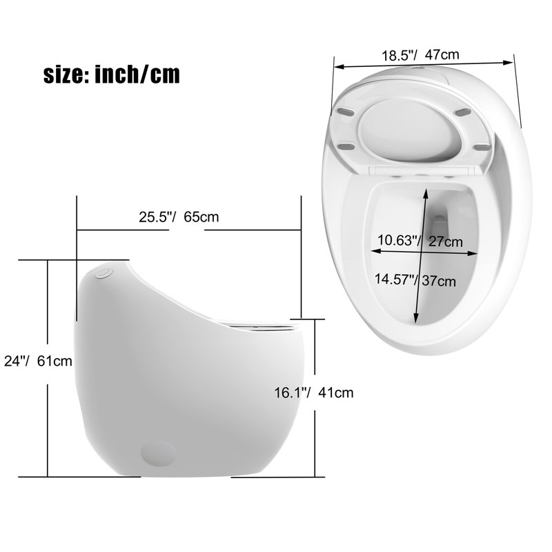 Egg-Shaped Modern Toilet – 1-Piece, 1.28 GPF, Single Flush, Glossy, Water-Efficient Design, White