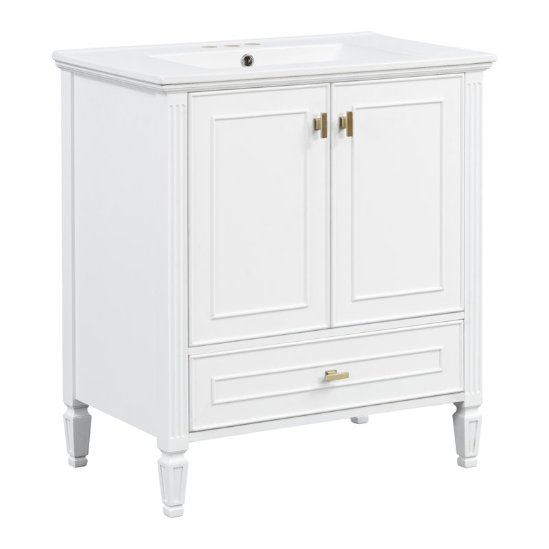Meuble-lavabo 30 po avec lavabo en céramique, Blanc