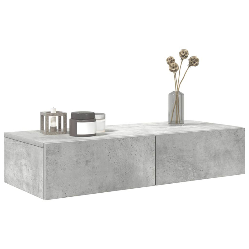 112-9 Wall Mounted Shelf, Concrete grey, 17cm H x 80cm W x 33cm D