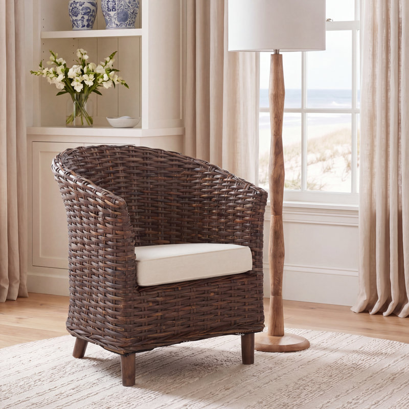 Iraan Rattan Barrel Chair, Brun