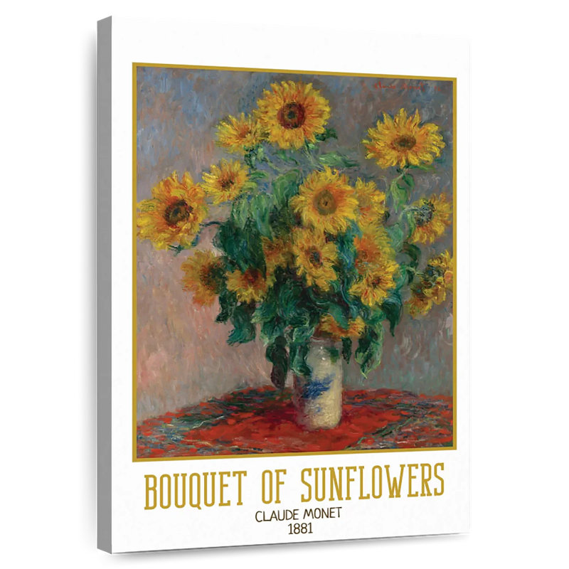 Affiche de l'exposition Bouquet de tournesols Monet, H 39 po x l 26 po