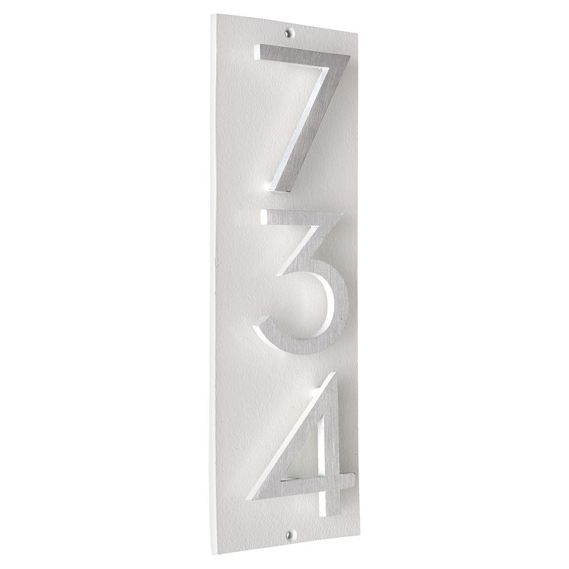 Plaque d'adresse murale sur 1 ligne, Blanc / deux tons, Oui