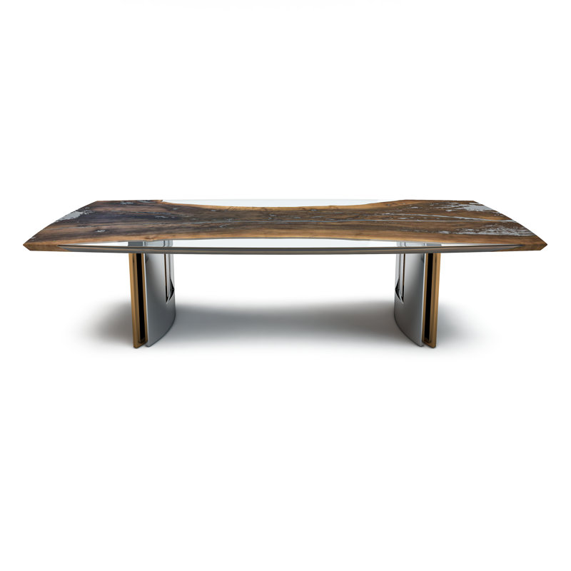 Meliades Walnut Wood Dining Table, 72" L x 42" W
