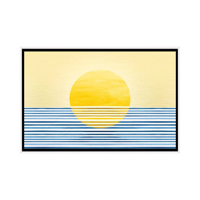 Sunset II-impression d’art graphique abstraite, Pas de tapis, H 40 po x l 60 po x 1,5 po, Toile blanche encadrée