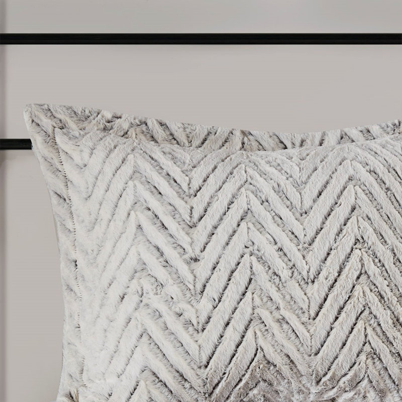 Ensemble de literie en fausse fourrure ultra doux, conception à chevrons moderne, parfait pour le confort de la maison