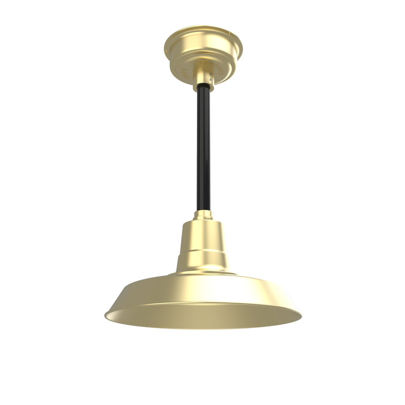 Luminaire suspendu en forme de dôme à 1 lumière DEL Haleigh, H 48 po x l 14 po x P 14 po, Laiton massif / noir