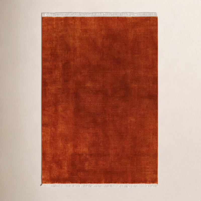 Tapis rouge en laine tissé à la main Clio, Rectangle 2 pi x 3 pi