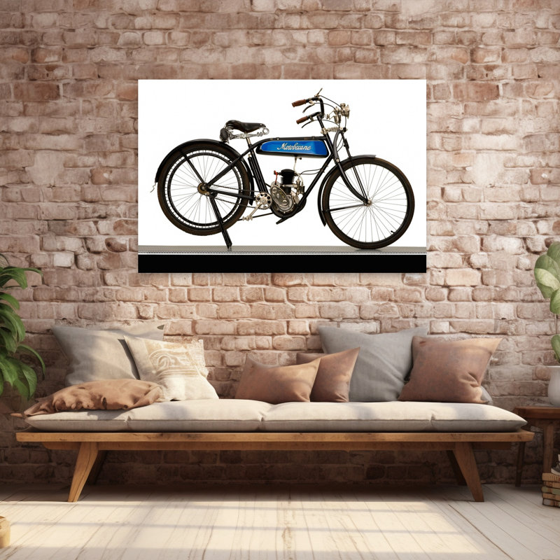 1930, Motobecane, 100 CC, B.M.A, Type MB3, paysage abstrait classique, art mural, H 40 po x l 60 po