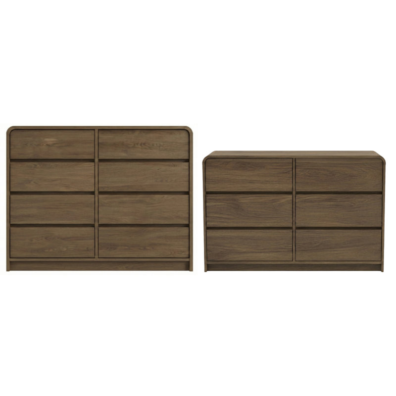 Rishel Modern 2 Pieces Bedroom Set, 2 Pcs: Dresser 6, Dresser 8