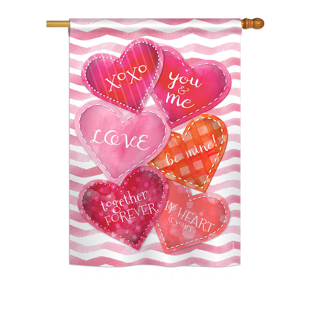 Double Sided 40'' H x 28'' W Polyester Valentine's Day House Flag Breeze Decor