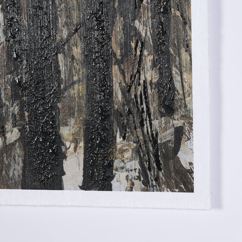 Forest View I a Hand Embelished Textured Framed Art Print Matted under Glass