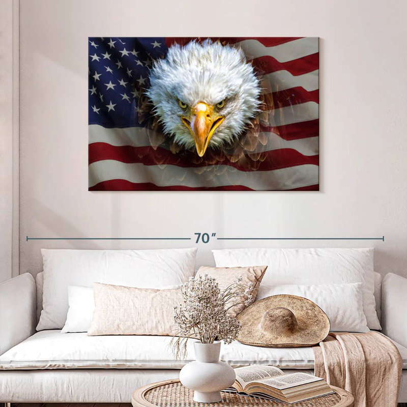 Bald Eagle On US Flag, 30" H x 45" W