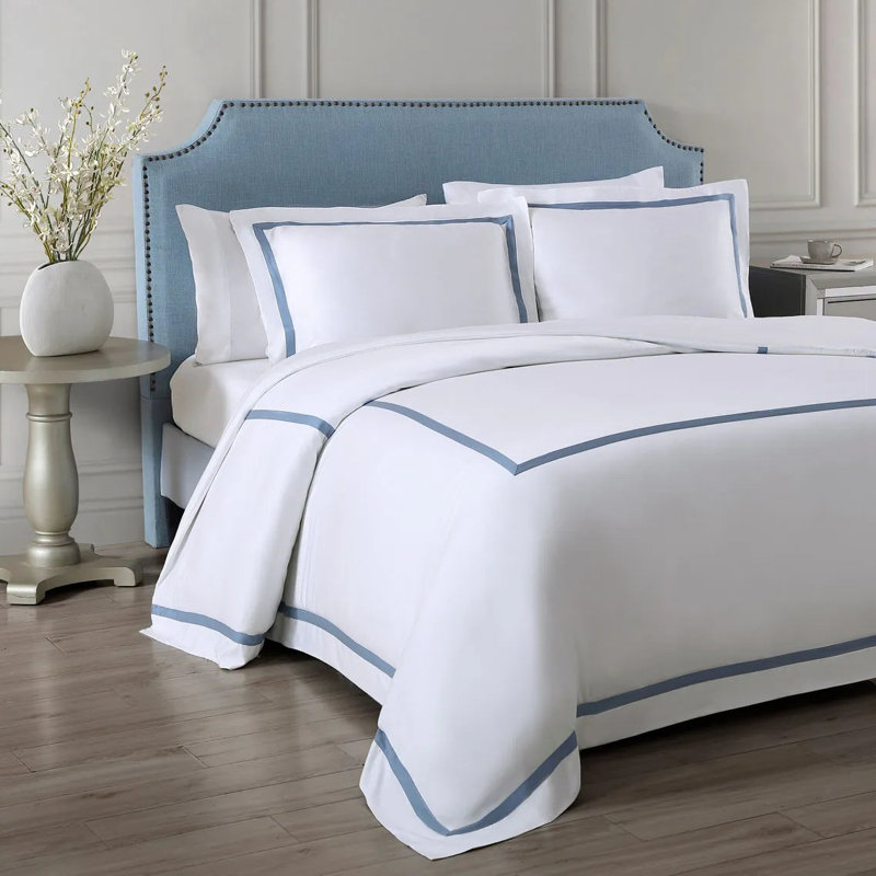 Frame Duvet Cover, King Duvet Cover, White/Denim