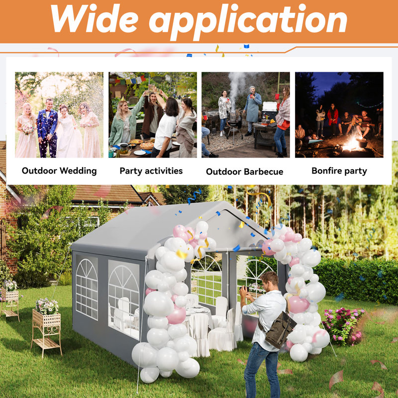 Garden Gazebo Marquee with Sides, Heavy Duty Galvanised Steel, Waterproof and UV-Resistant, Quick Assembly, 4 Removable Sidewalls with Windows, Party Tent for Wedding, Festival