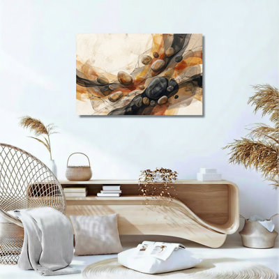 Ensemble de 1 tableau abstrait en toile représentant des pierres