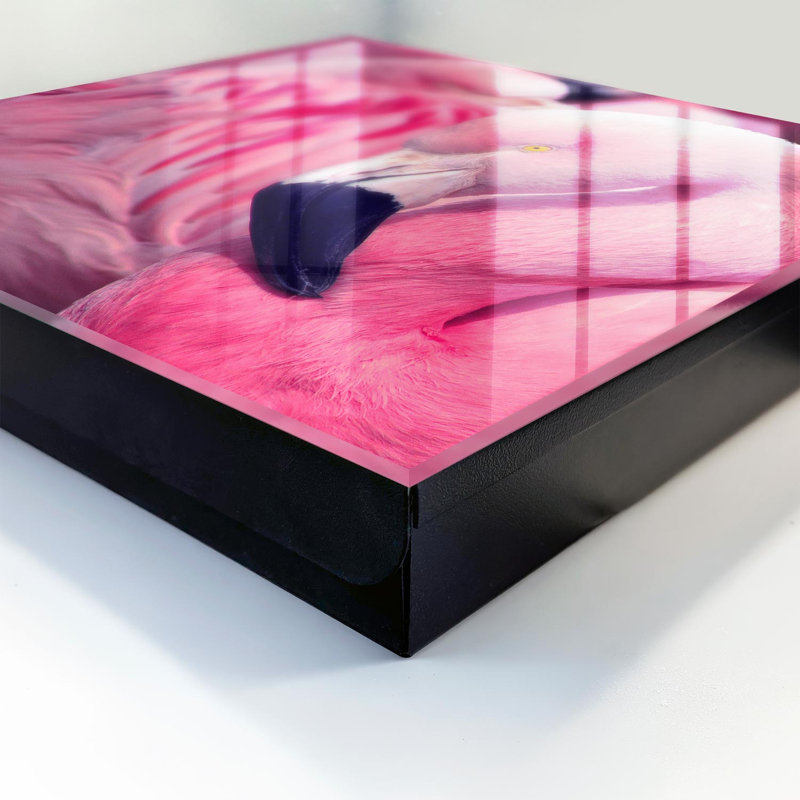 Key storage cabinet, Opens to the right, 30x30x5, Black, Pink flamingos in soft light, 