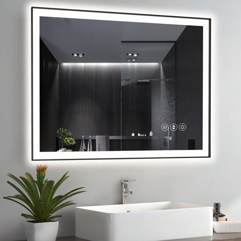 Miroir de salle de bain 40 po x 30 po à DEL sans cadre, miroir intelligent, 30" x 40"