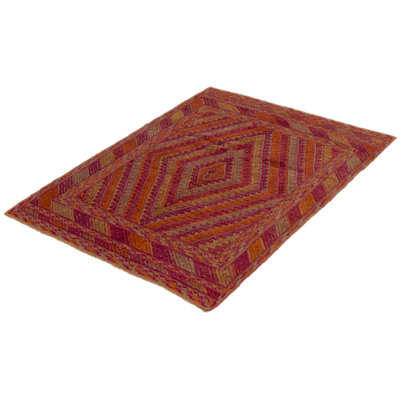 Tapis mauve noué à la main de conception unique 4 pi 9 po x 6 pi 3 po Joeley
