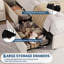 Structure de lit double, structure de lit tapissier Velet avec tête de lit réglable et 2 tiroirs, lit simple avec lumières DEL, pas de sommier nécessaire, assemblage facile, beige-129388509-129388514