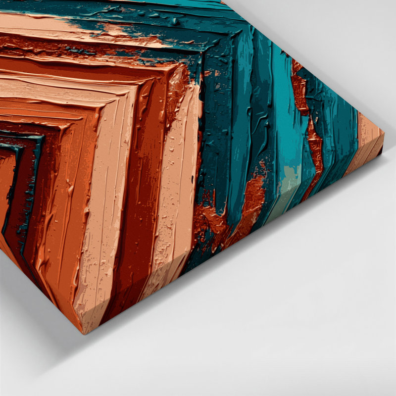 Art mural sur toile brun à motif de chevrons du sud-ouest 219, H 12 po x l 12 po