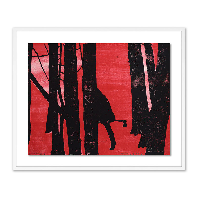 Lumberjack 12 Painting by Karin Bos, White, 33" H x 40" W x 2.5" D