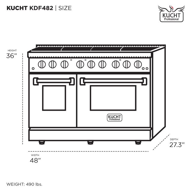 Kucht 48'' W Dual Fuel Range, Liquid Propane, Blue