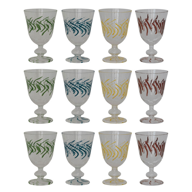 Stemmed Wine Glass Set With Wave Design