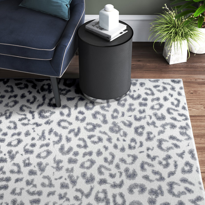 Ruiz Modern Leopard Print Performance Gray Rug, Rectangle 8' x 11'