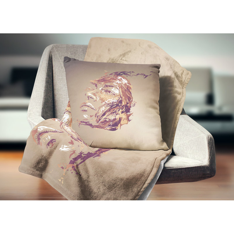 Coussin abstrait Portrait d'une femme au chocolat, 16 po x 1 po, Coussin décoratif