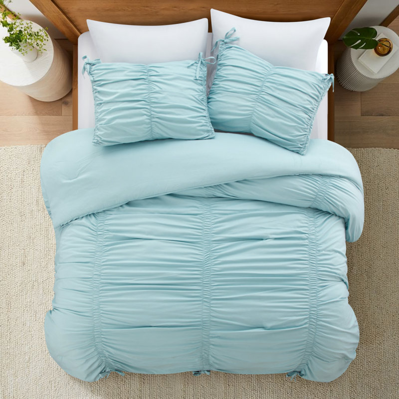Ensemble d'édredon en duvet lavable 180 fils Blush King Polyester, Bleu