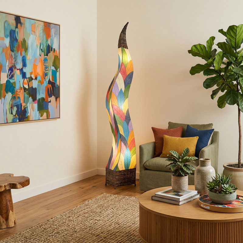 Zoye 72'' Brown Column Floor Lamp, Multi