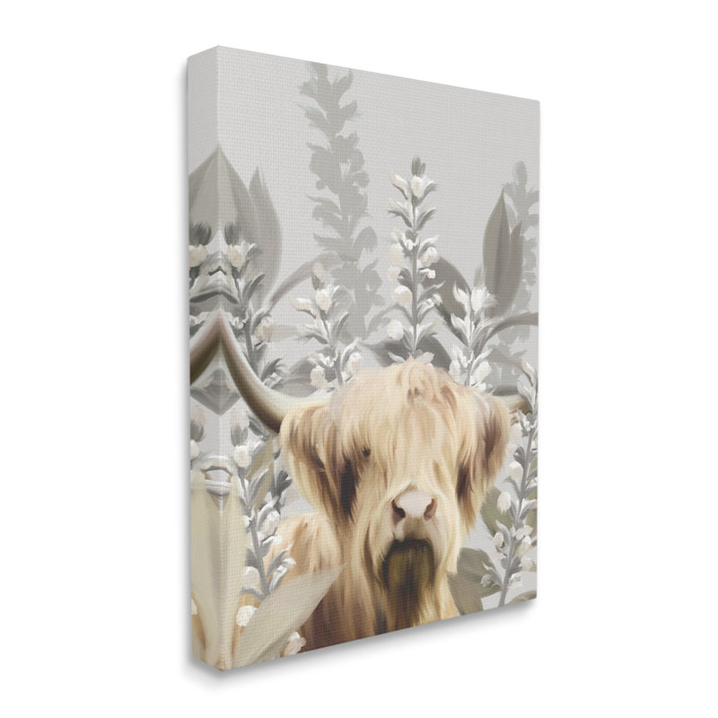 «Longhorn Portrait Shaggy Bovins», H 40 po x l 30 po x P 1,5 po, Plaque de bois