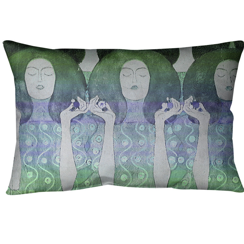 Coussin lombaire de mariés anges, Vert / bleu, Faux lin