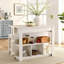 Ensemble d'îlot de cuisine et tabouret 3 pièces en érable blanc Meadowbrook