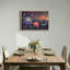 Art mural sur toile de lotus bleu et pivoines roses avec lignes ondulées dorées-661156362