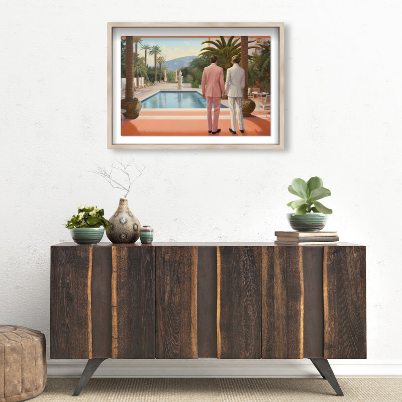 Poolside Romance Duo Shadowbox by Oliver Gal, 21.5" H x 31.5" W, Cream