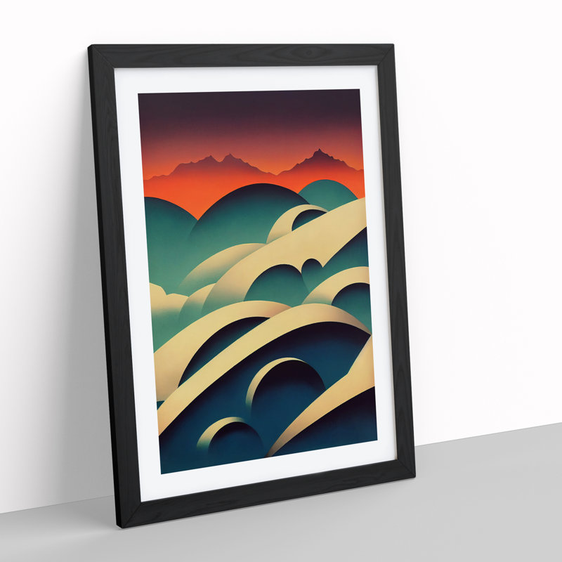 The Abstract Mountain Landscape No.1 - Wall Art, 66cm H x 48cm W, Black Framed Paper, White