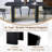 Dining Table Set For 6,67'' Black Dining Table With Roman Column Base And 6 Padded Seats.-683852347-683852348