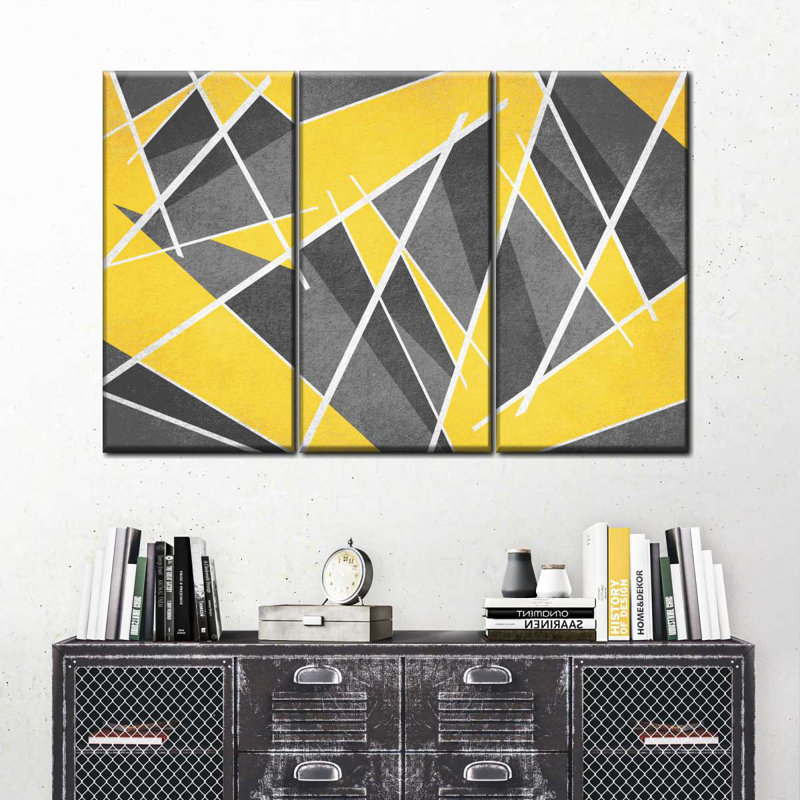 «Abstract Geometric Abstract Geometric Shards on Canvas» par Jonathan A., H 57 po x l 36 po x P 1,25 po