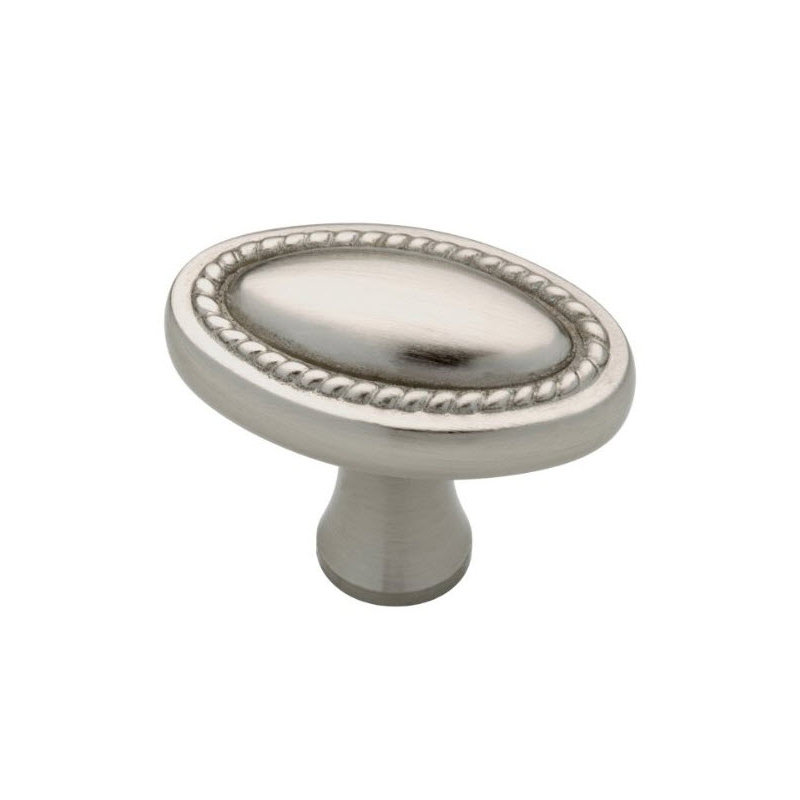 (5 Pack) 1-1/4 inch Oval Rope Edge Knob, Satin Nickel
