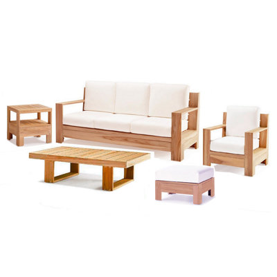 Canberra 80'' Wide Teak Patio Sofa with Sunbrella® Cushions