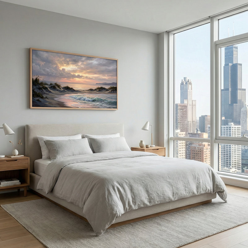 «Ocean Sunset», reproduction d'art sur toile, ensemble de 1, L 58 po x H 28 po, Naturel