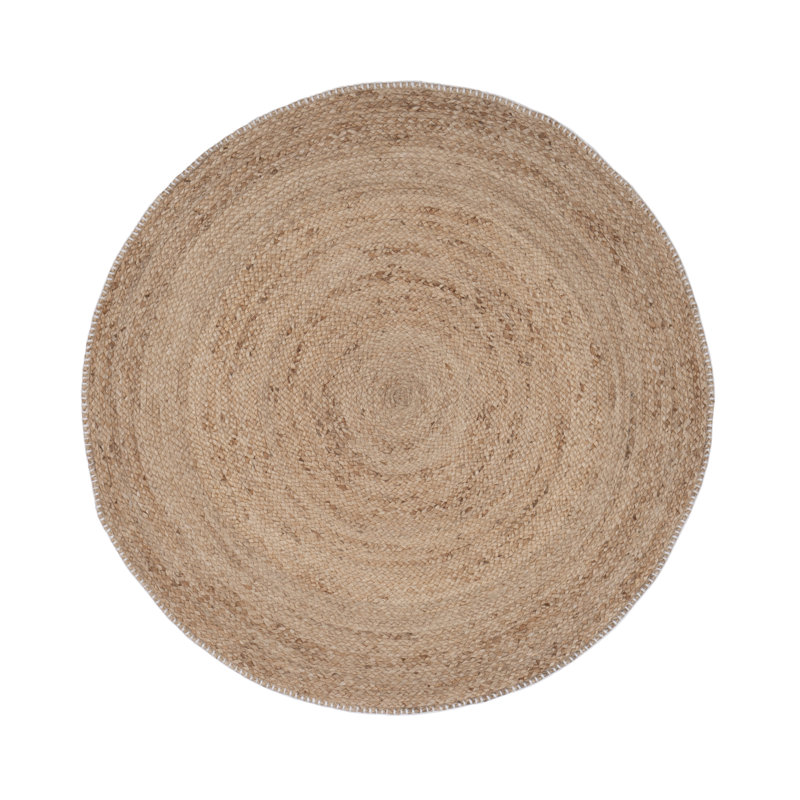 Tapis doré naturel tissé à la main Mcgehee, Rond 5 pi