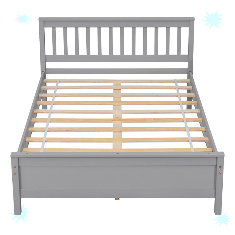 Cadre de lit double avec table de chevet Alberich, gris
