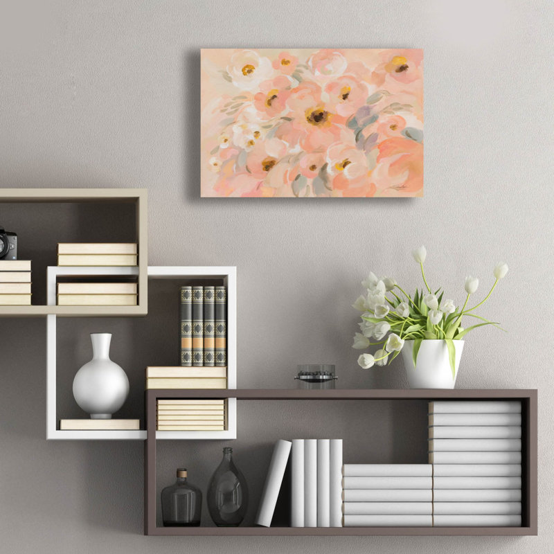 'Peach Pink Floral' by Silvia Vassileva Acrylic Glass Wall Art, 16" H x 24" W