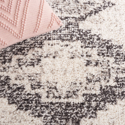 Tapis à poil long Jericho 108 en ivoire / noir