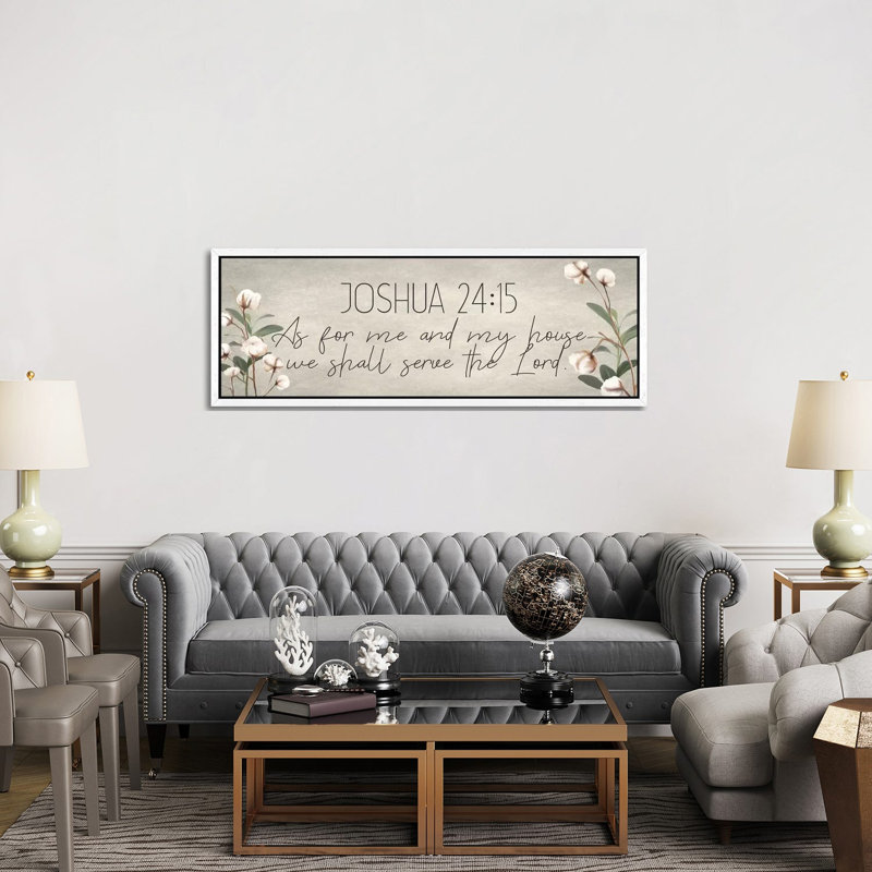 Joshua 24:15 Cotton by Kimberly Allen - Panoramic Print on Canvas, White Framed, 152.4 cm H x 50.8 cm W