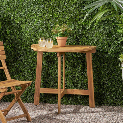 Table de bistro pliante en bois, semi-ronde, charme naturel en bois