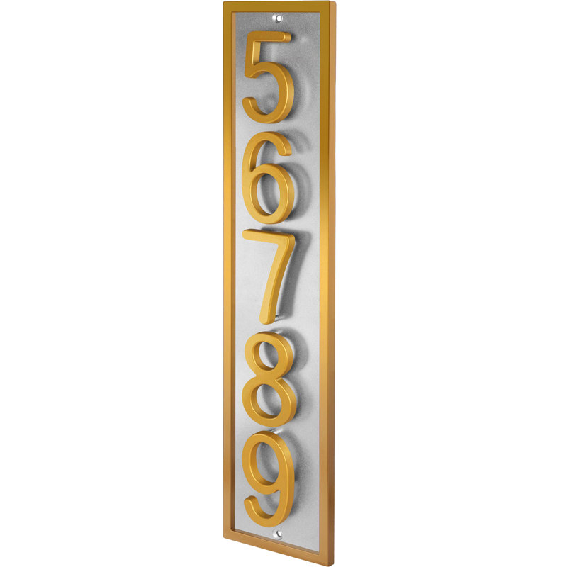 Plaque d'adresse flottante en aluminium Royal Shade, Doré, Oui, Argent argent